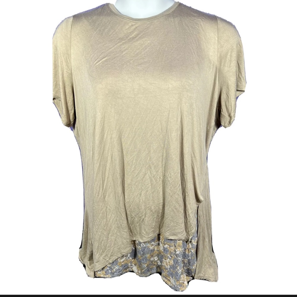 LOGO Side Slit Top & Printed Floral Tank Twin Set Plus Size 3X by Lori Goldstein